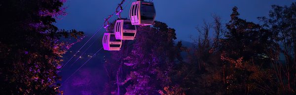 Lights of Abraham H of A cable cars lit up NEW