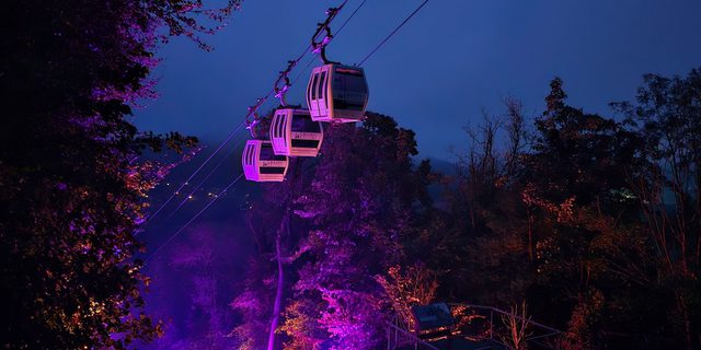 Lights of Abraham H of A cable cars lit up NEW