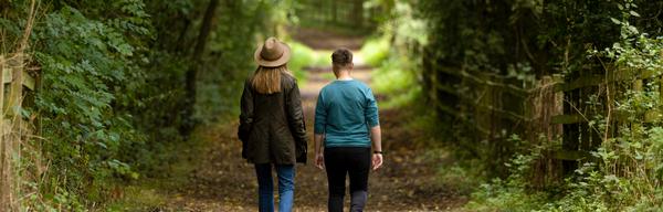 Visitors walking along the Bridleway at Foremark Derbyshire